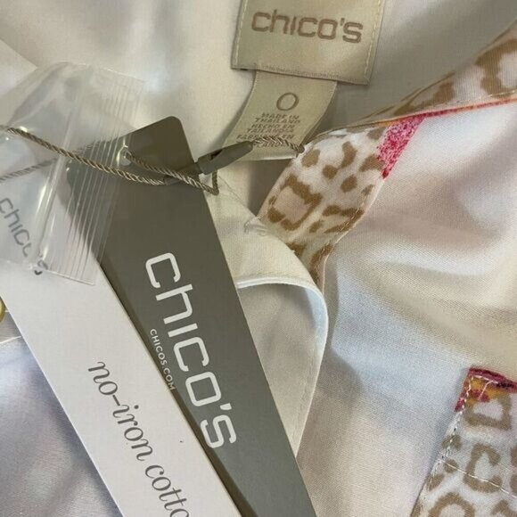 Chico's Tropical Pleat Back Shirt Top 0 Small NWT - Picture 6 of 8